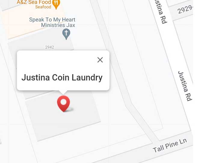 Map to Justina Coin Laundry